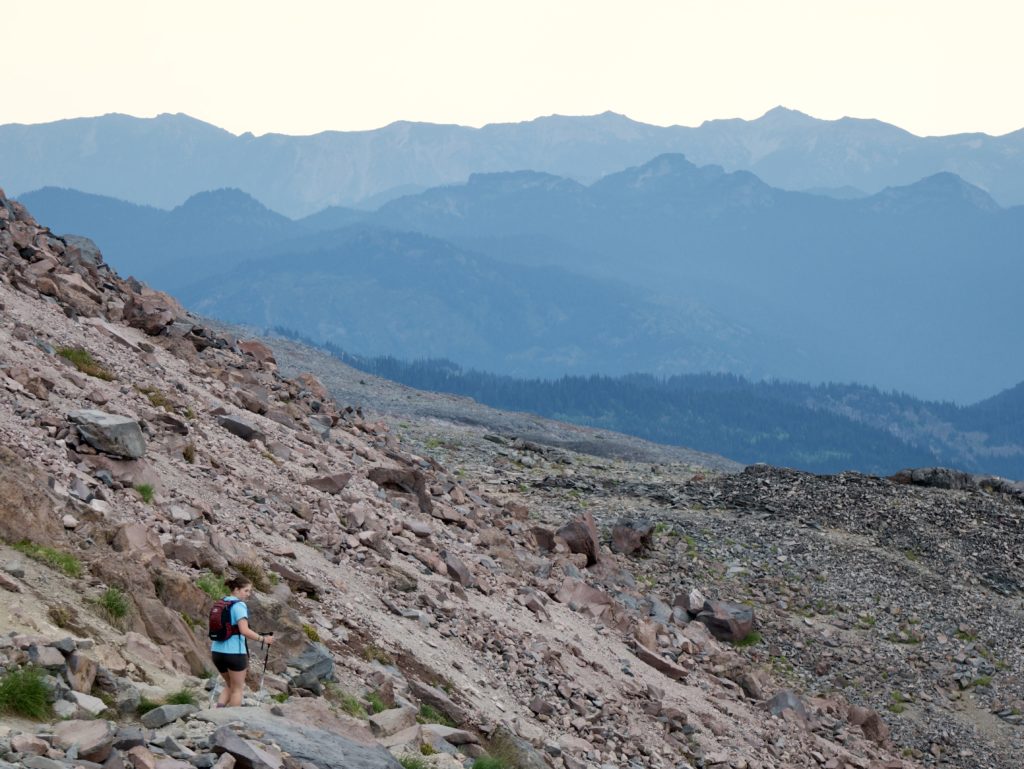 My daughter taking in the view while on the Skyline Trail on Mount Rainier