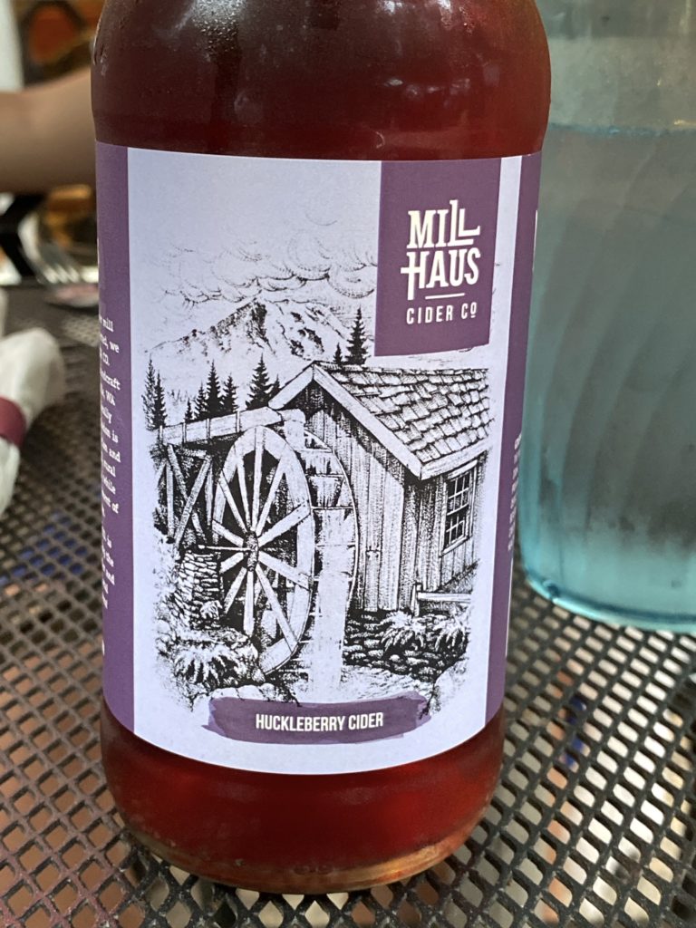 A Mill Haus huckleberry cider bottle