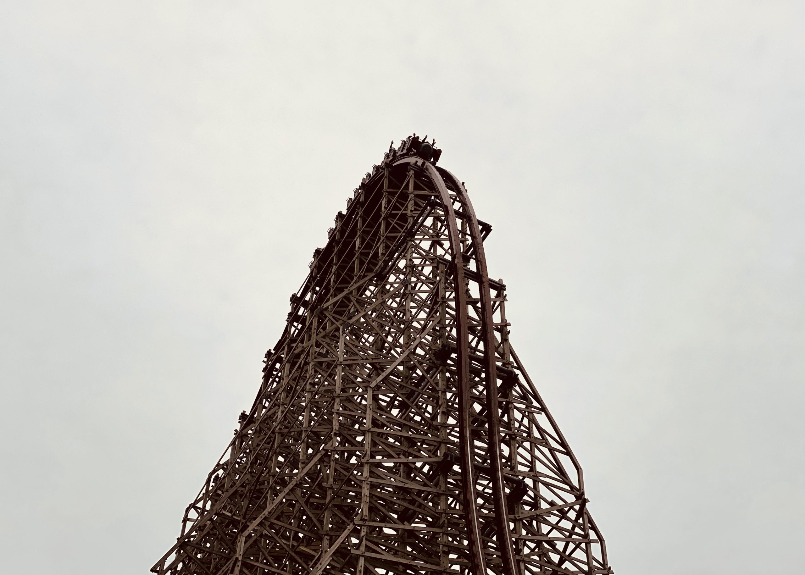 Cedar Point’s Steel Vengeance roller coast first hill with car about to go over