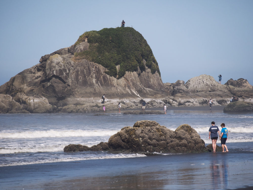 My kids approaching rocks on Kalaloch Beach 3