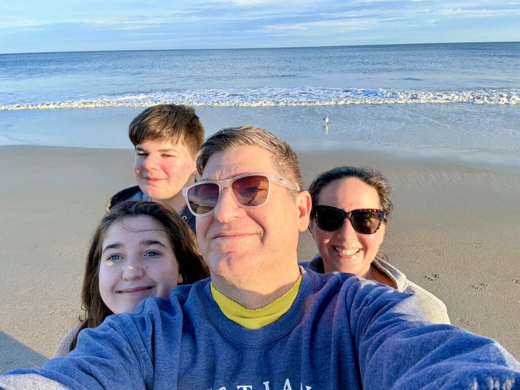 Selfie with my family on a beach